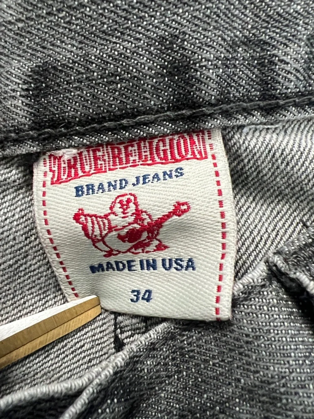 Rare True Religion Jack Men's Distressed Gray Black Jeans Straight Fit - Size 34